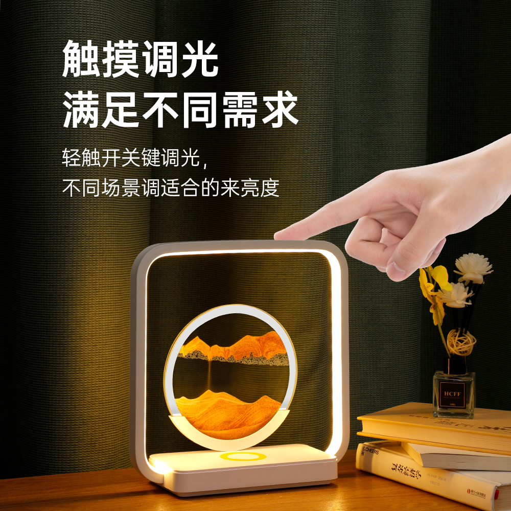 工(gōng)廠新品迷你流沙畫台燈USB創意禮品小(xiǎo)夜燈跨境桌面卧室氛圍台燈